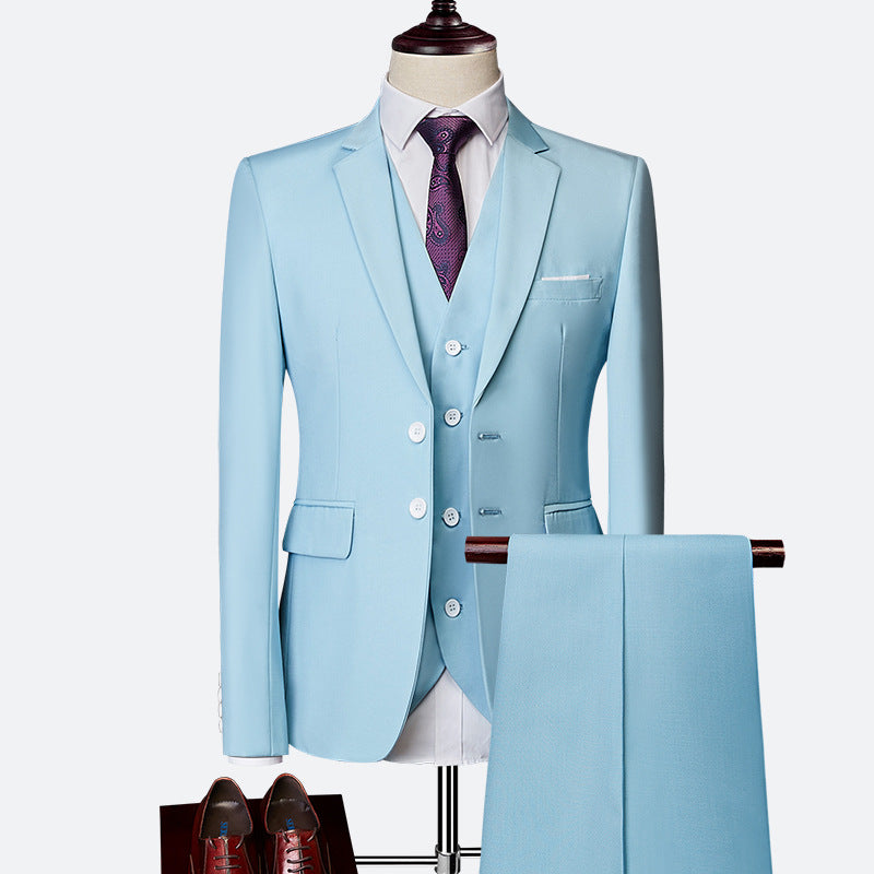 Elegant Slim Fit 3-Piece Wedding Suit Set for Men 0