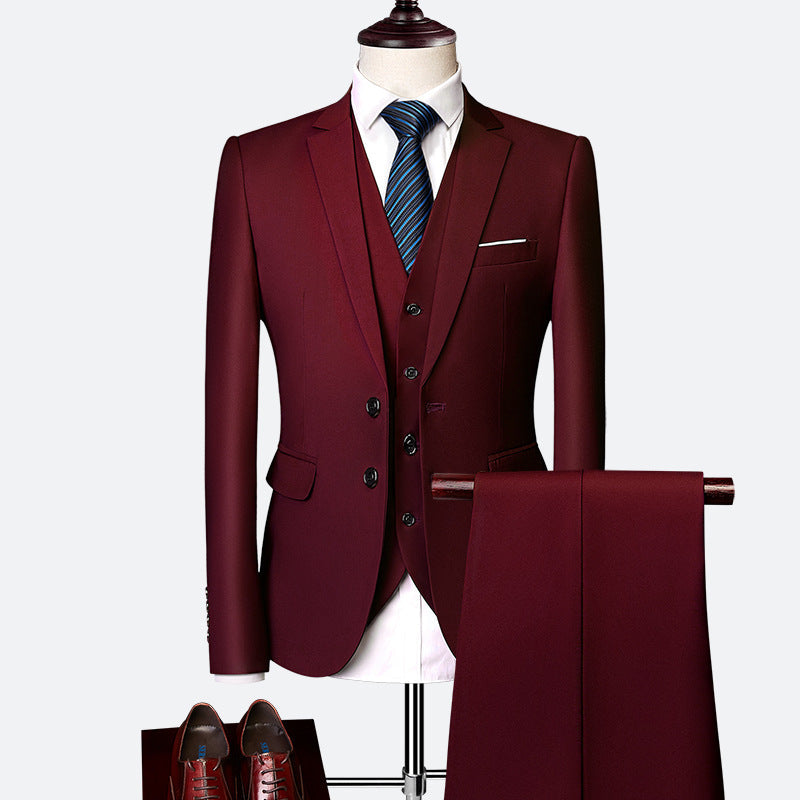 Elegant Slim Fit 3-Piece Wedding Suit Set for Men 9