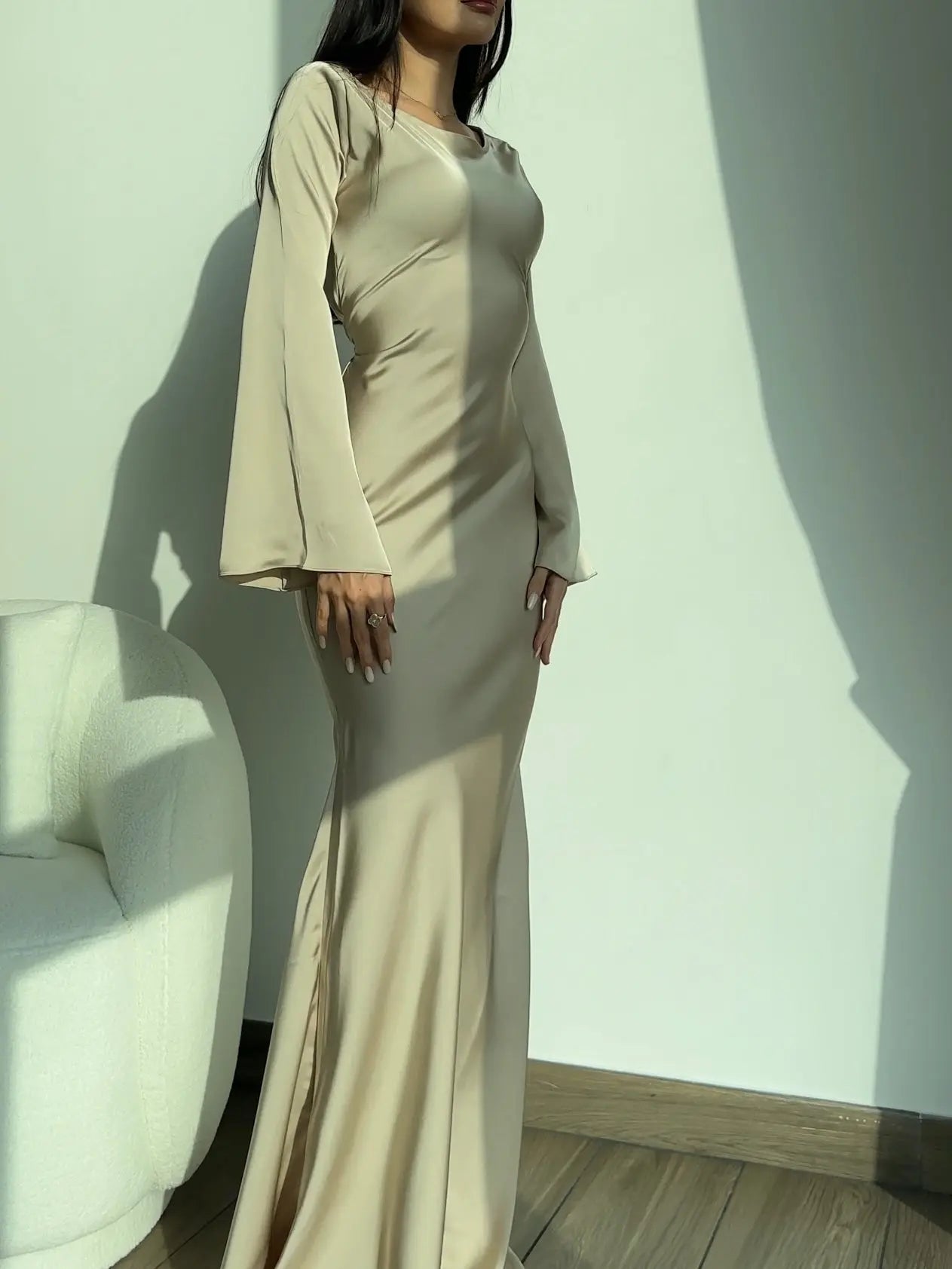 Elegant Wedding Guest Long Sleeve Maxi Dress 3