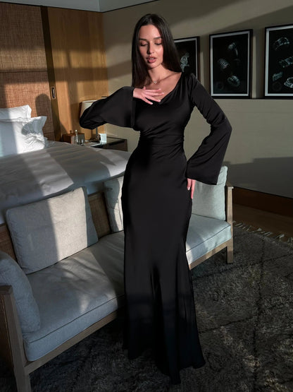 Elegant Wedding Guest Long Sleeve Maxi Dress 5