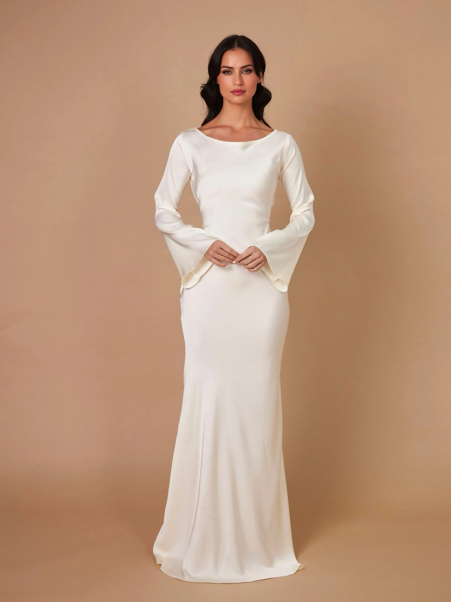 Elegant Wedding Guest Long Sleeve Maxi Dress 8