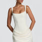 Elegant White Ruched Bodycon Mini Dress 3