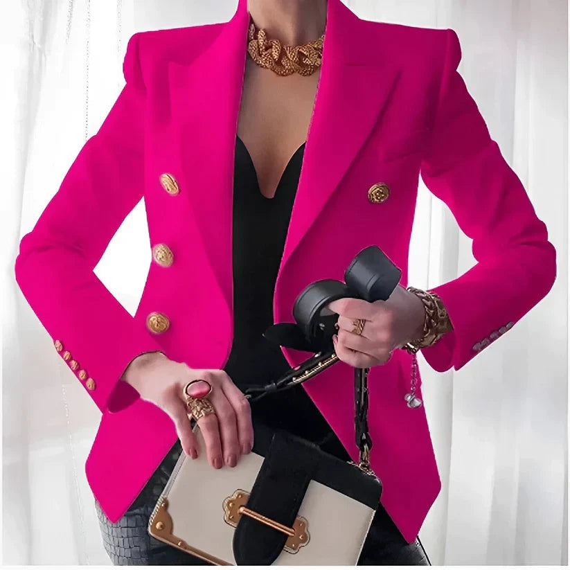 Elegant Women's Double-Breasted Blazer with Gold Buttons 5