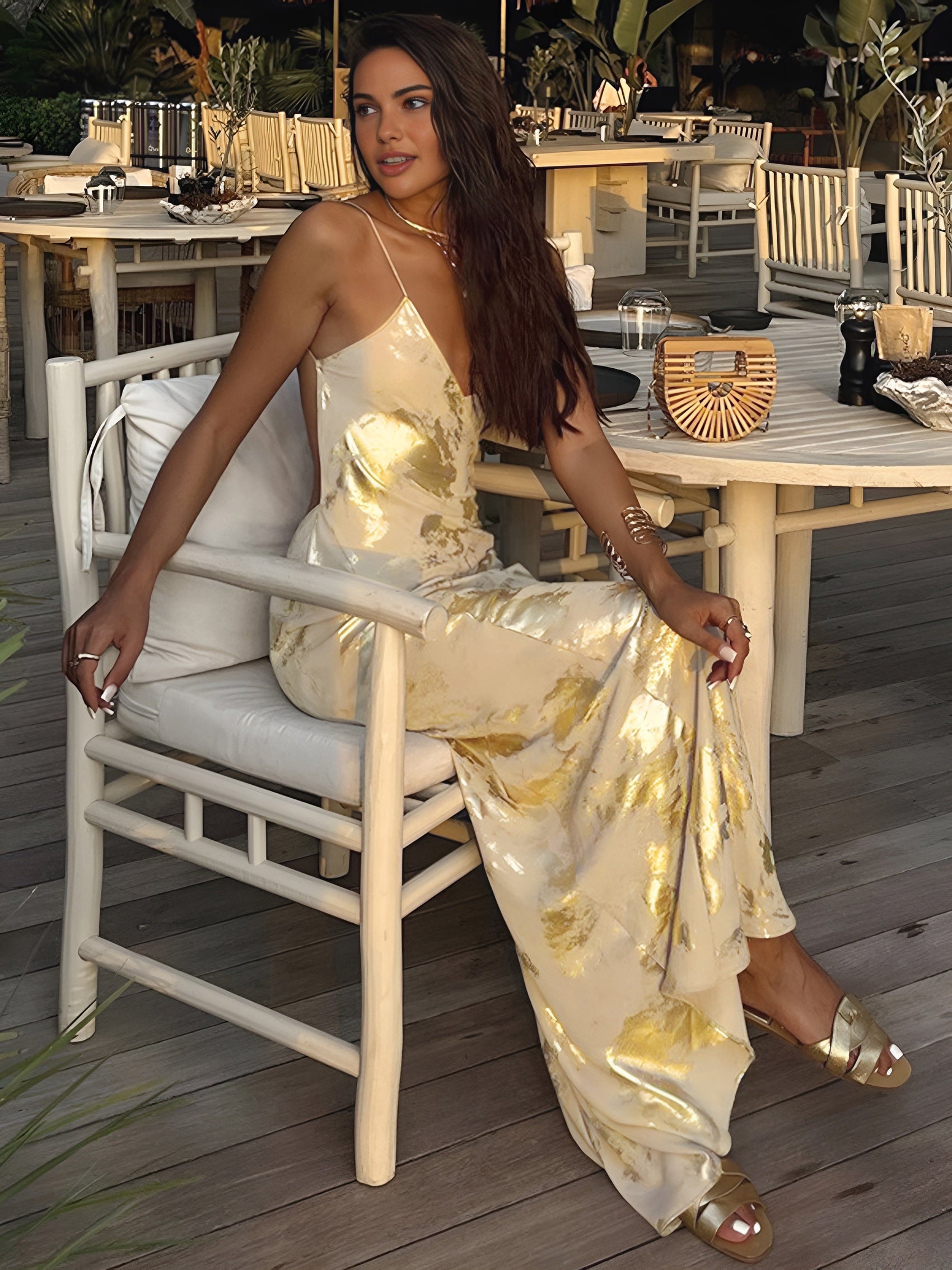 Elegant Yellow and Gold Maxi Dress 0