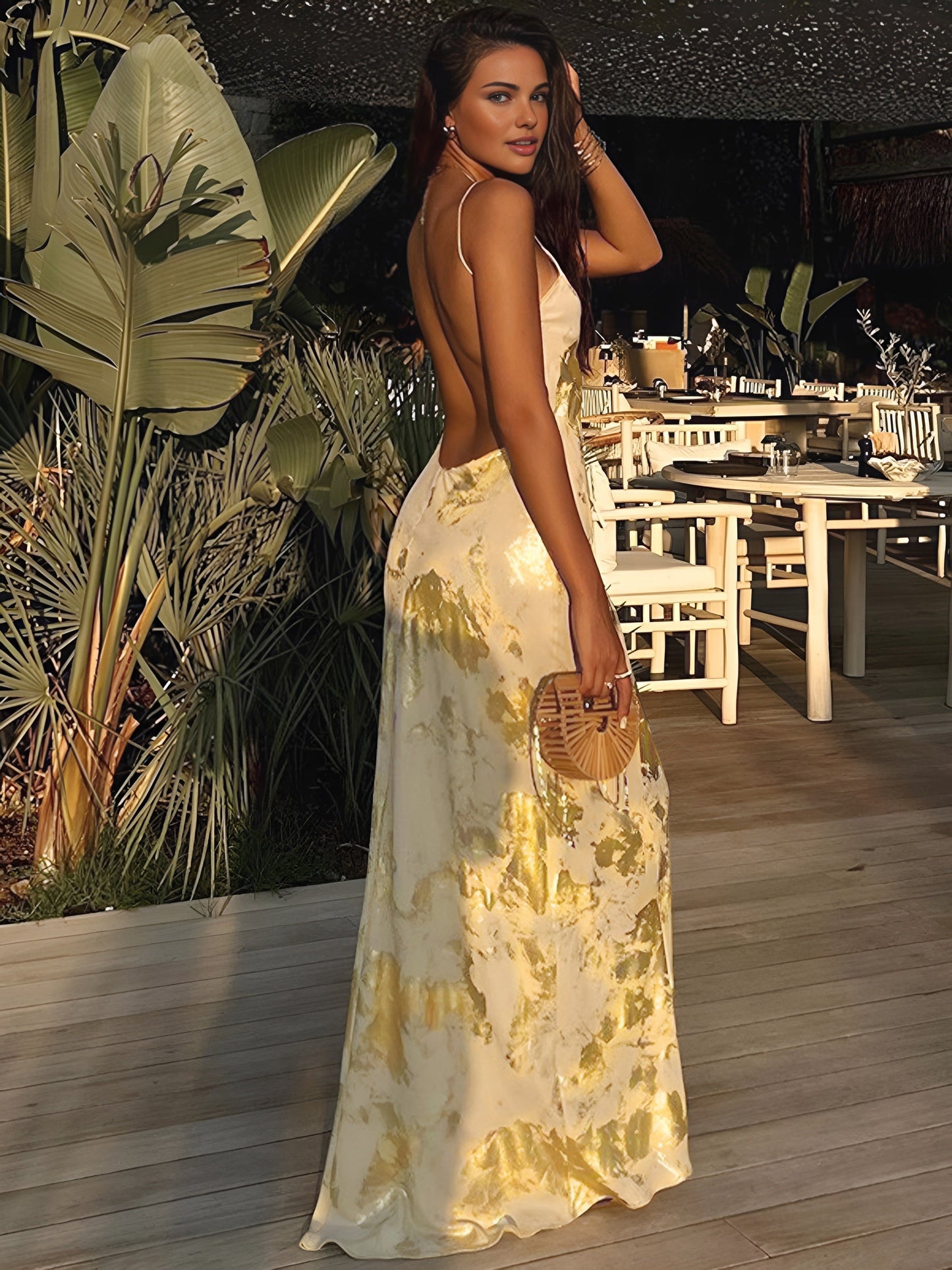 Elegant Yellow and Gold Maxi Dress 3
