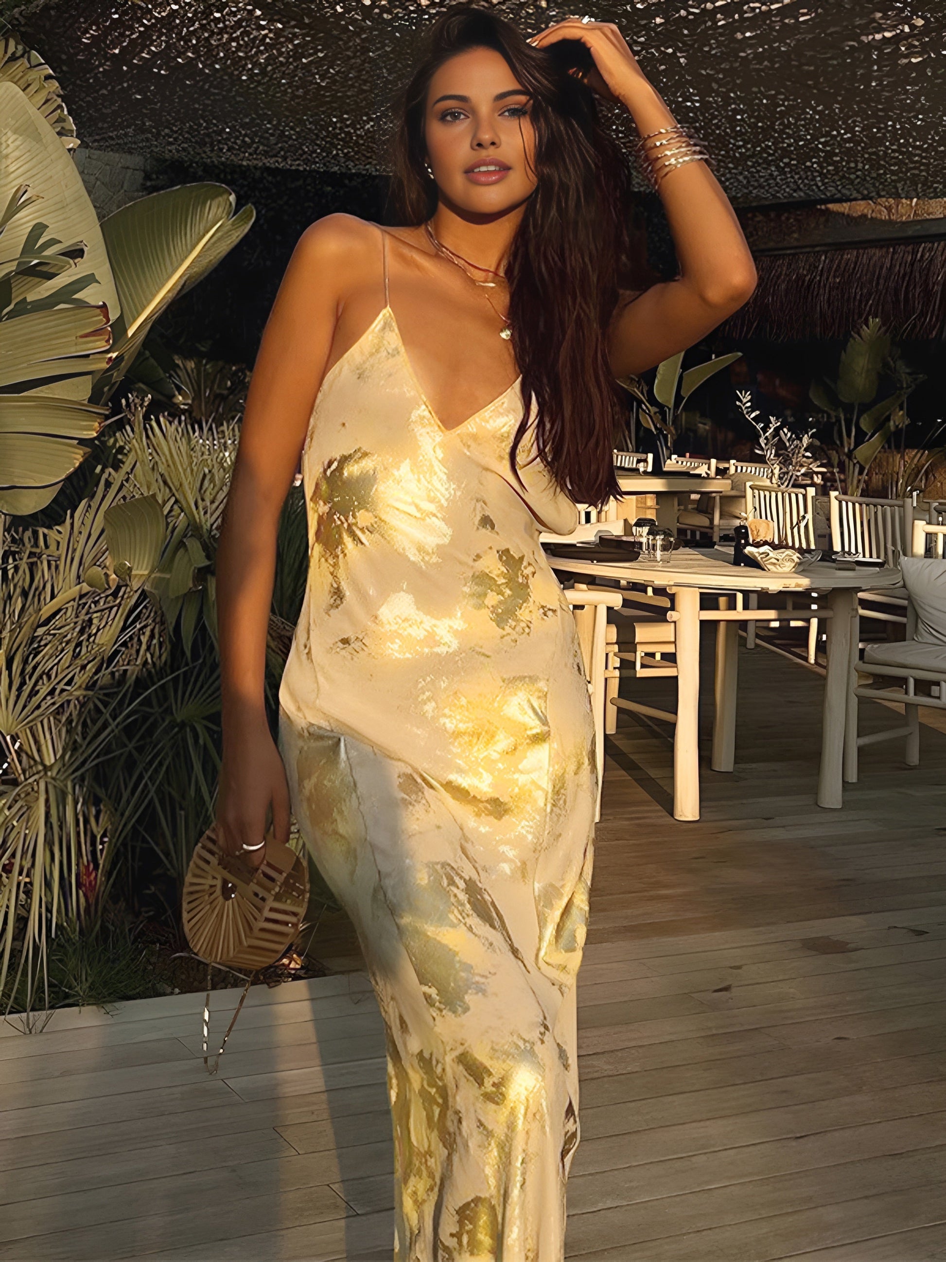 Elegant Yellow and Gold Maxi Dress 4