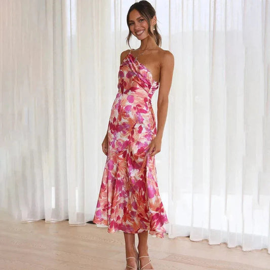 Elegant one-shoulder floral Cocktail dress 1
