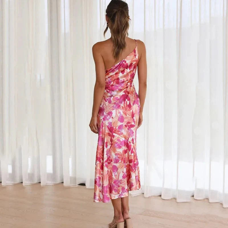 Elegant one-shoulder floral Cocktail dress 2