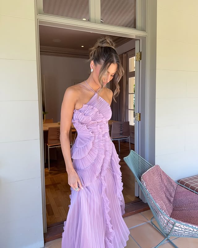 Emma Ruffle Halter Maxi Dress With Pleated Ruffles Vicancio Emma Ruffle Halter Maxi Dress With Pleated Ruffles Vicancio