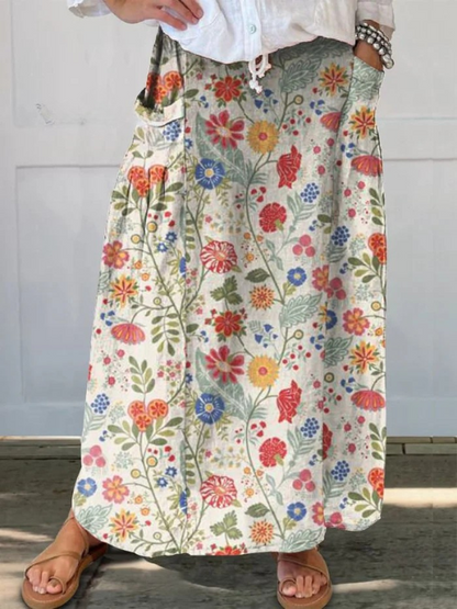 Fabi™ | Floral  Print Elastic waistband Pocket Skirt 0