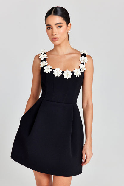 Floral Appliqué Mini Dress 1