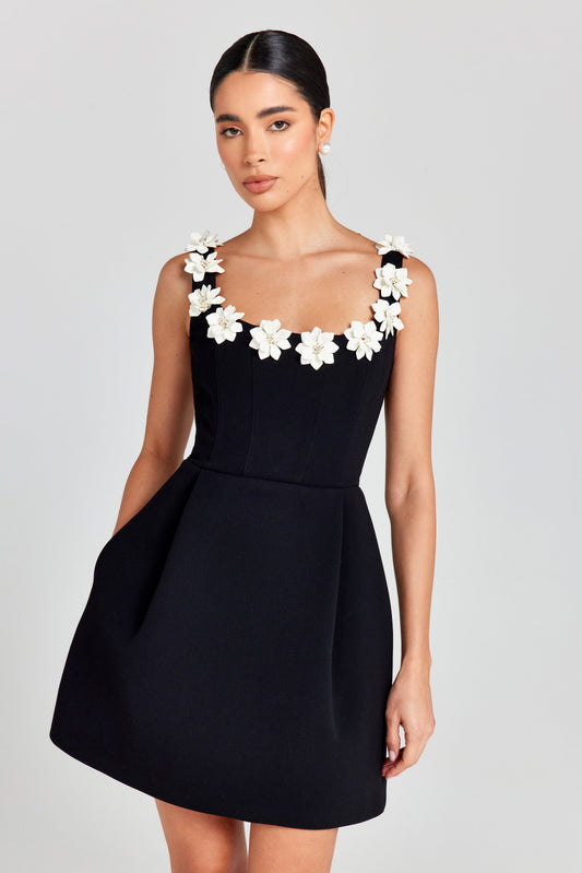 Floral Appliqué Mini Dress 1