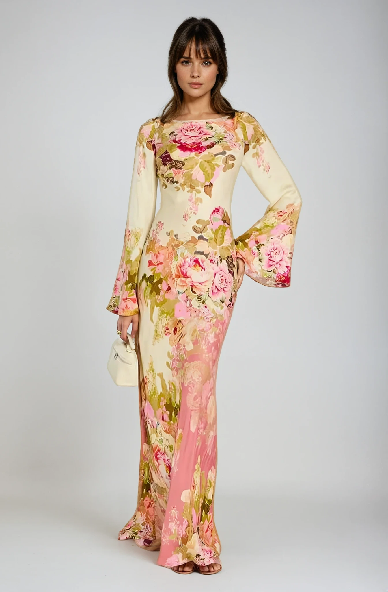 Floral Bell Sleeve Maxi Dress 0
