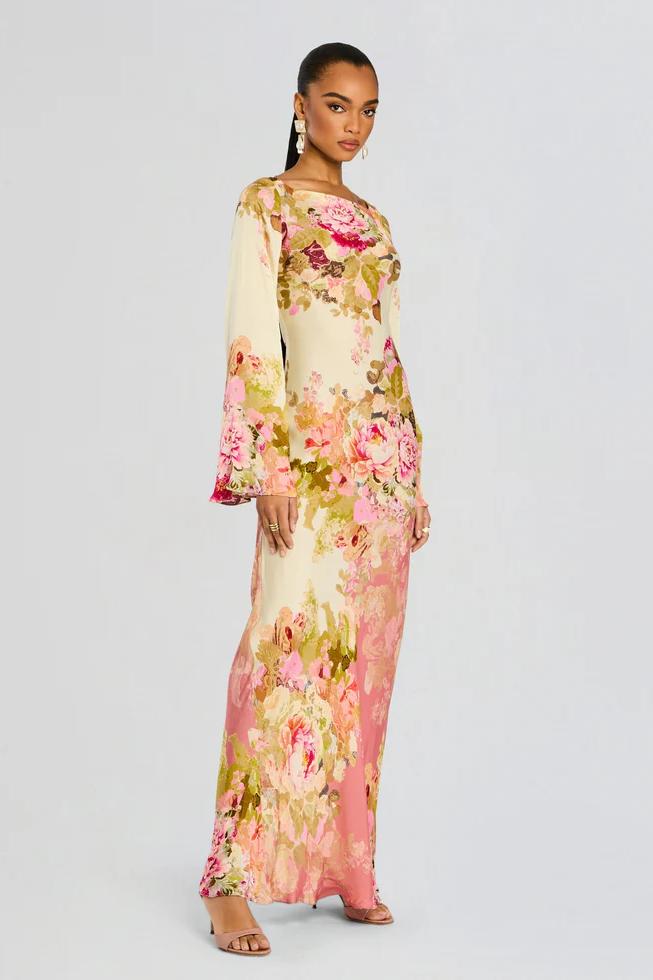 Floral Bell Sleeve Maxi Dress 3