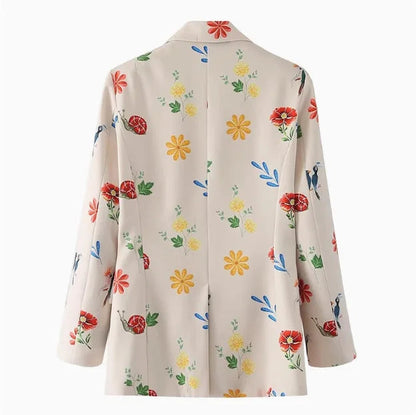 Floral Blazer – Charming Bird Print for Casual Elegance 5
