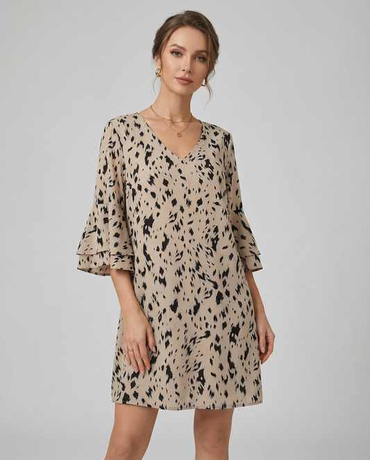 Floral Elegance Double-Layer Dress – Playful Flare Sleeves for Summer Gatherings 1