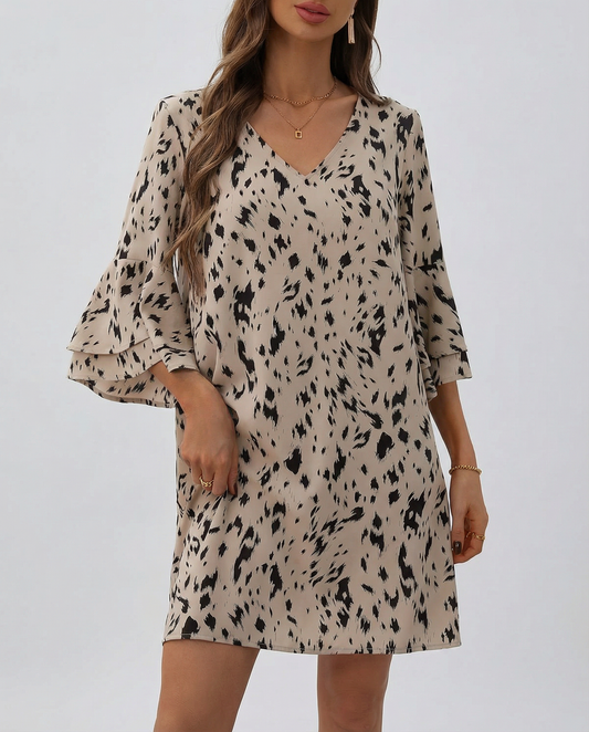 Floral Elegance Double-Layer Dress – Playful Flare Sleeves for Summer Gatherings 2