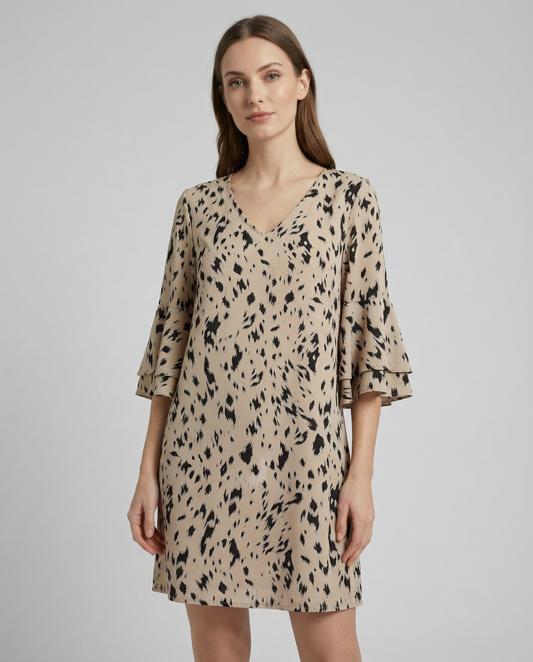 Floral Elegance Double-Layer Dress – Playful Flare Sleeves for Summer Gatherings 4