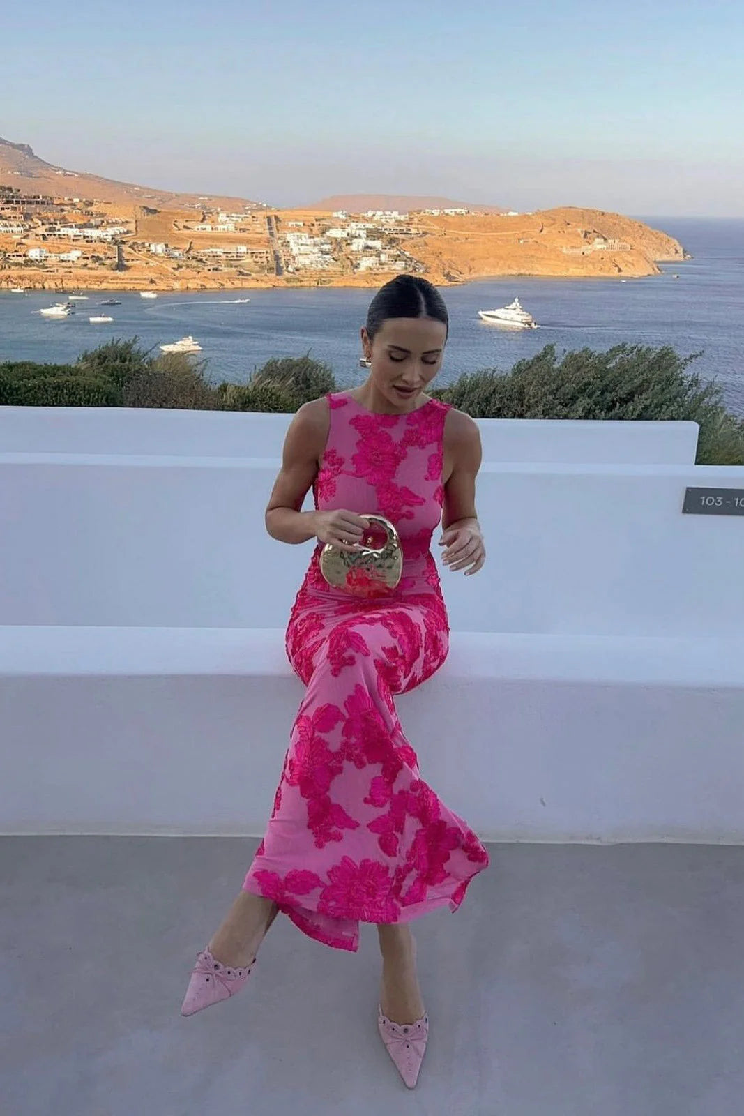 Floral Embroidered Sleeveless Evening Maxi Dress 3