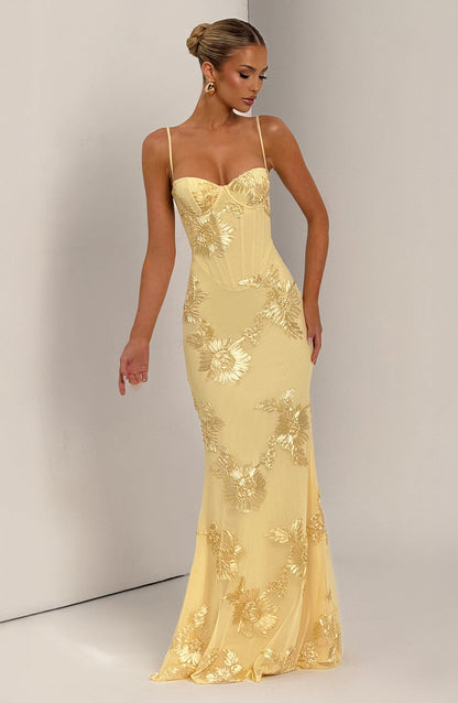 Floral Jacquard Corset Maxi Dress 6