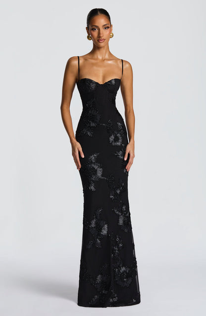 Floral Jacquard Corset Maxi Dress 9