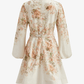 Floral Mini Dress with Puff Sleeves and Removable Belt 1