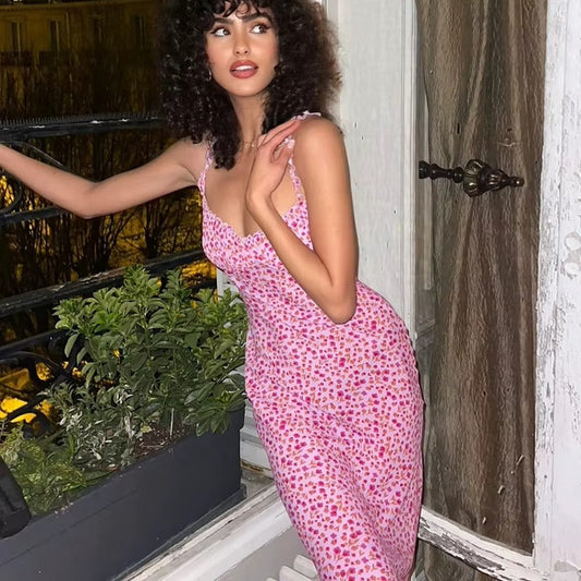 Floral Printed Ruffle Strap Midi Dress 1