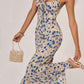 Floral Spaghetti Strap Maxi Dress with Ruched Front 1