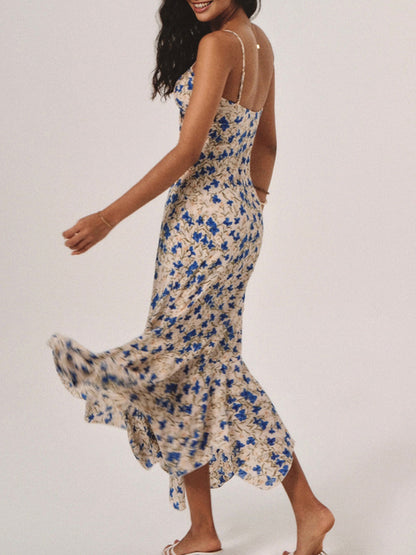 Floral Spaghetti Strap Maxi Dress with Ruched Front 3