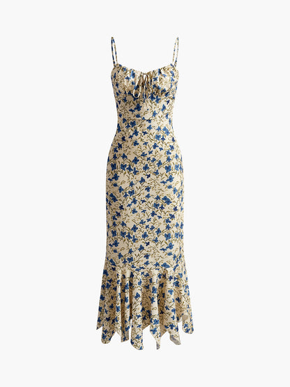 Floral Spaghetti Strap Maxi Dress with Ruched Front 6