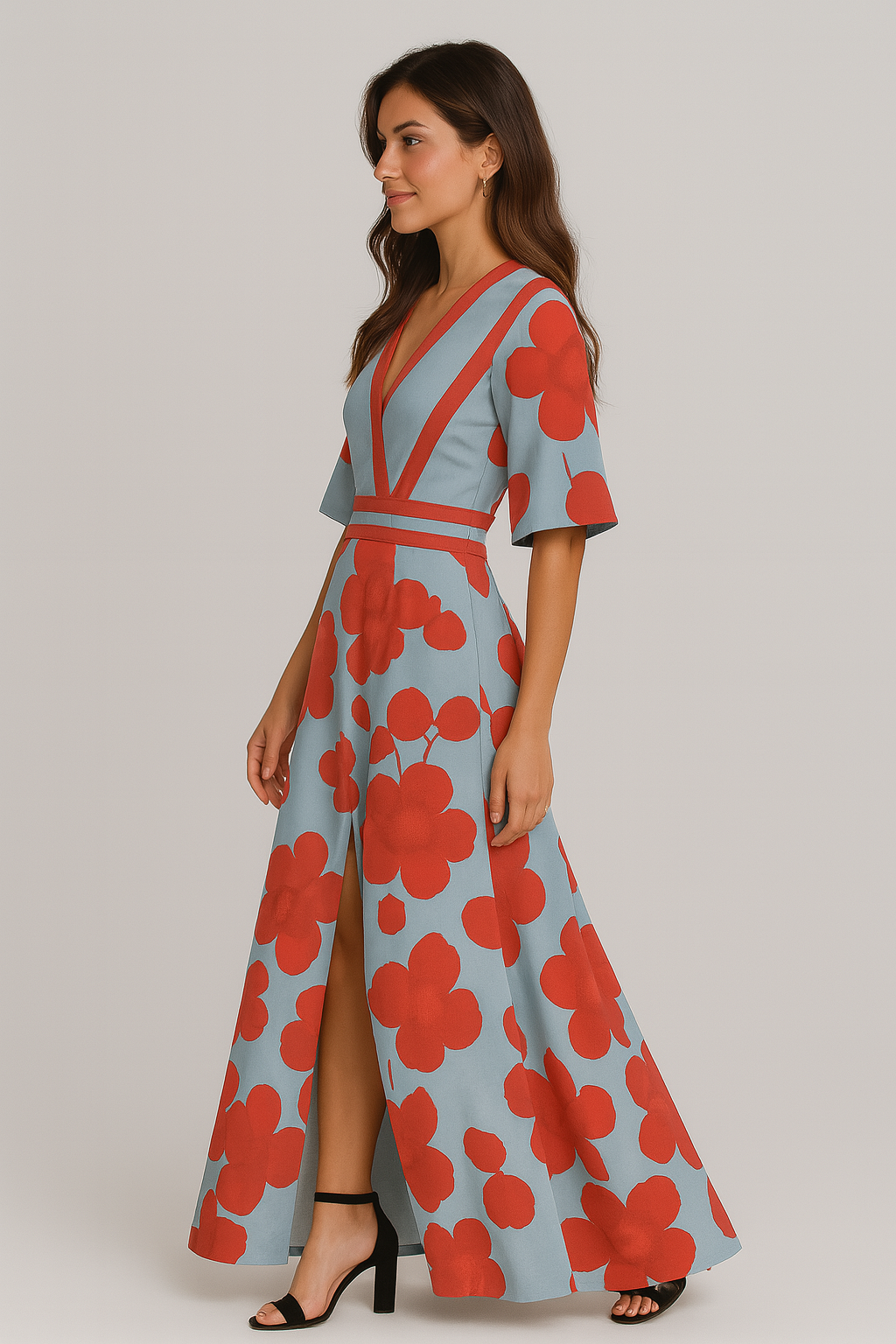 Floral V-Neck Maxi Dress 2