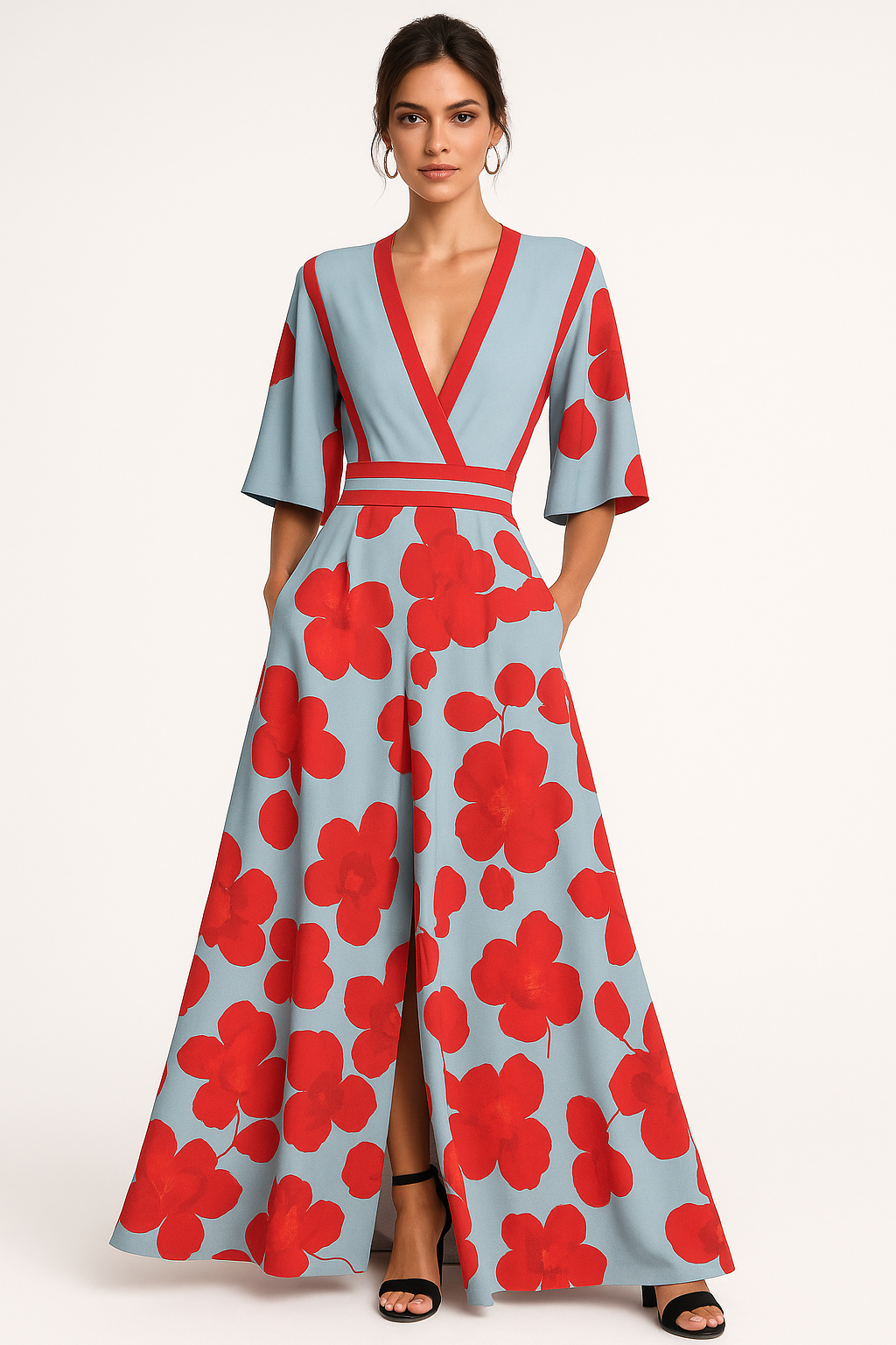 Floral V-Neck Maxi Dress 3