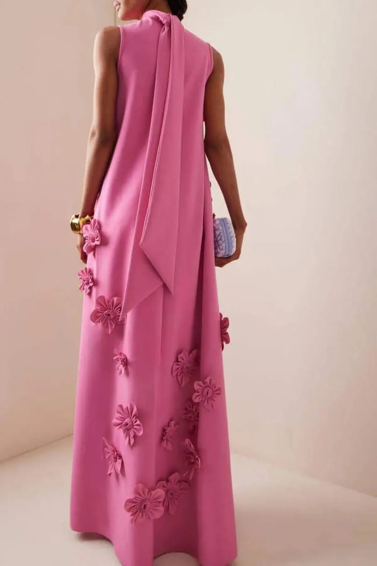 Flower Embellished Sleeveless Maxi Dress 3