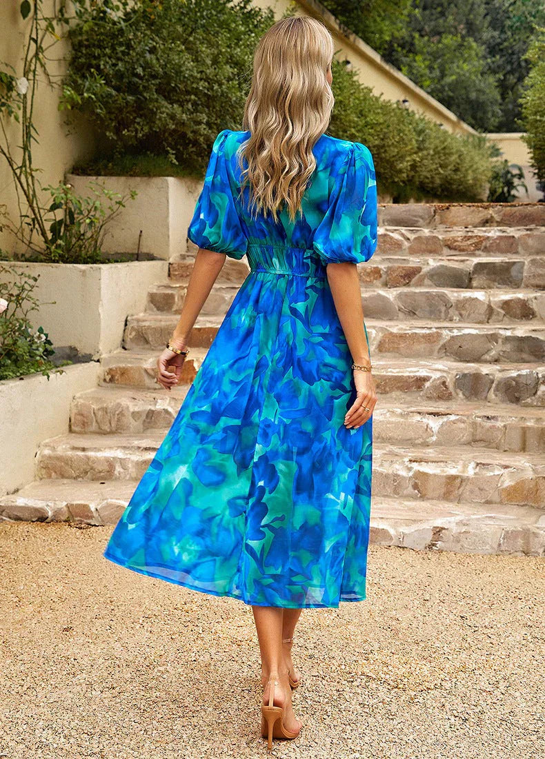 Flowing midi dress with floral print 2