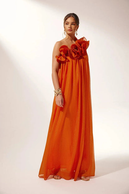 Formal Asymmetric One-Shoulder Floral Maxi Dress 3