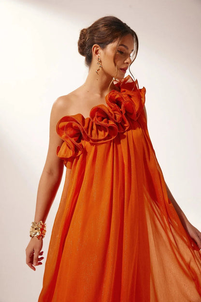Formal Asymmetric One-Shoulder Floral Maxi Dress 4