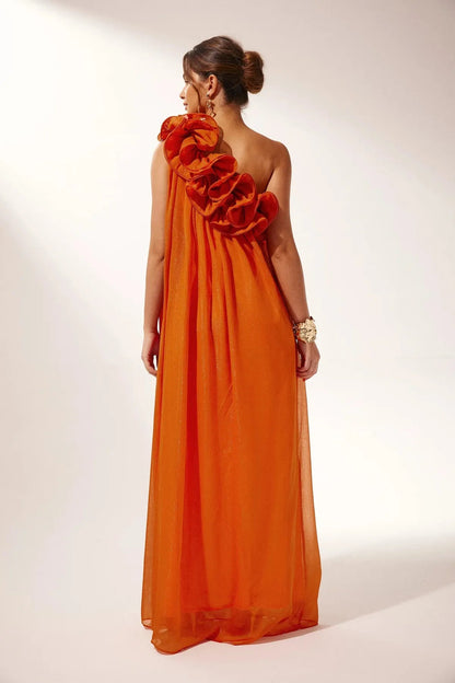 Formal Asymmetric One-Shoulder Floral Maxi Dress 6