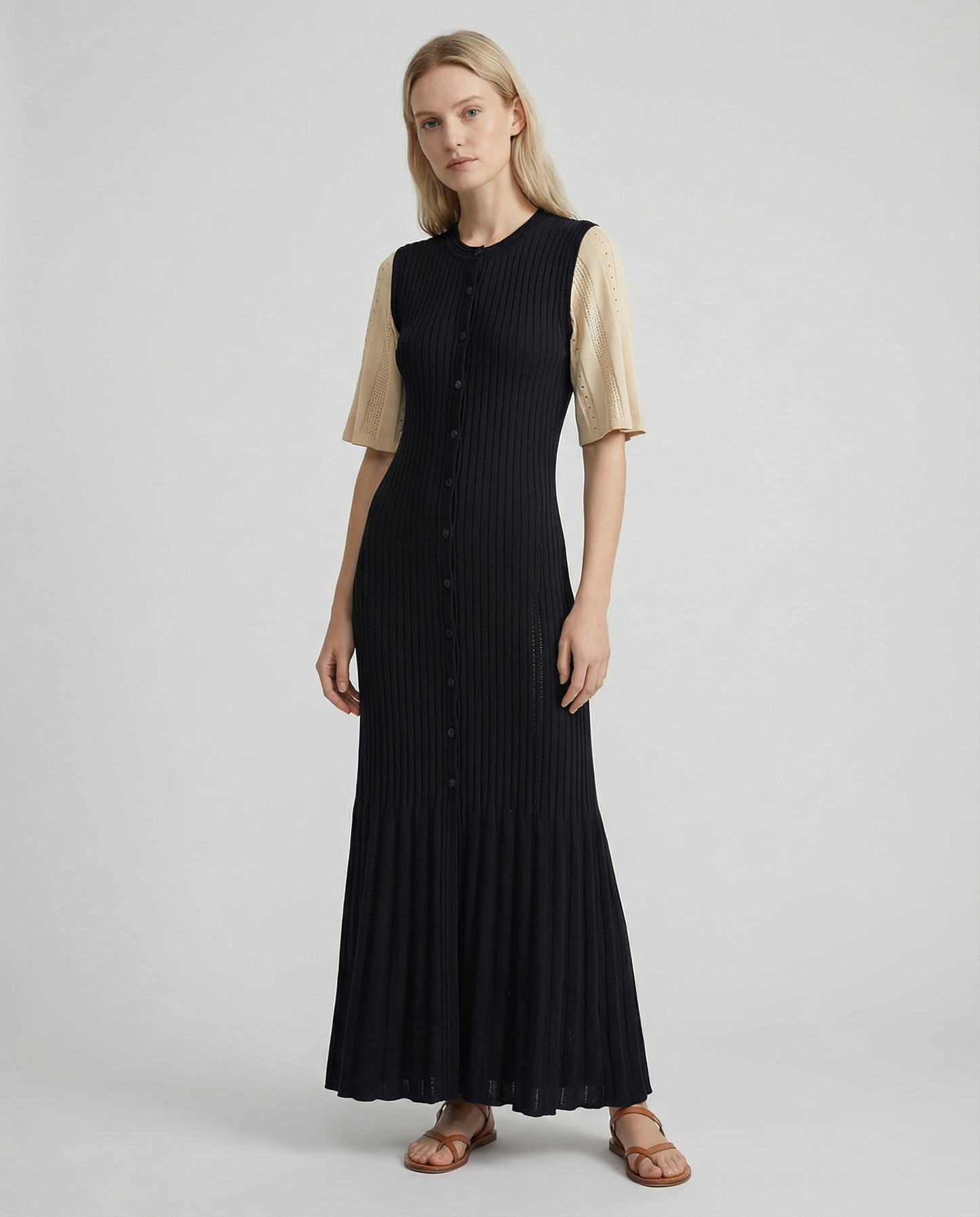 French A-Line Summer Dress – Openwork Design for Effortless Elegance 1