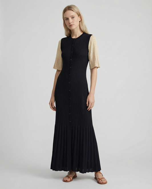 French A-Line Summer Dress – Openwork Design for Effortless Elegance 1