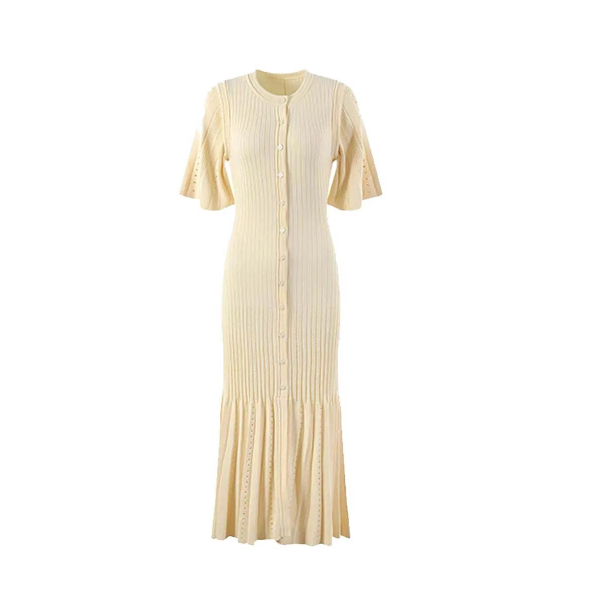 French A-Line Summer Dress – Openwork Design for Effortless Elegance 6