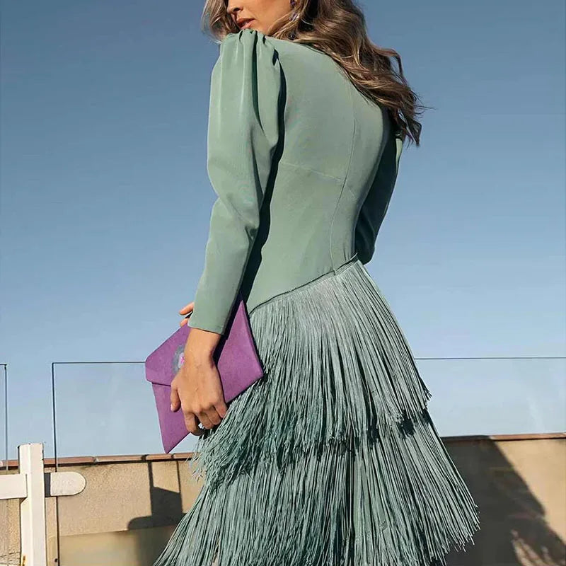 Fringe Detail Maxi Dress – Elegant Statement Occasion Dress for Women 2
