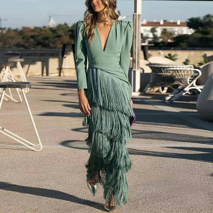 Fringe Detail Maxi Dress – Elegant Statement Occasion Dress for Women 5