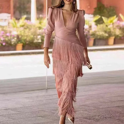 Fringe Detail Maxi Dress – Elegant Statement Occasion Dress for Women 7