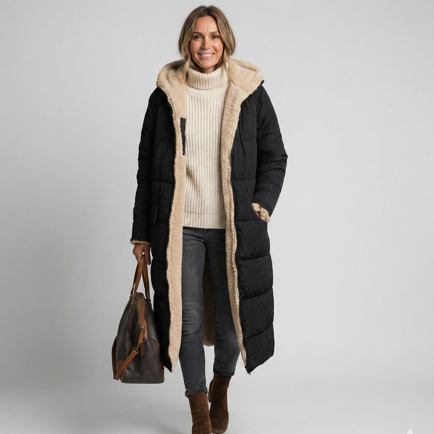 Women's Hooded Long Winter Coat With Jacket