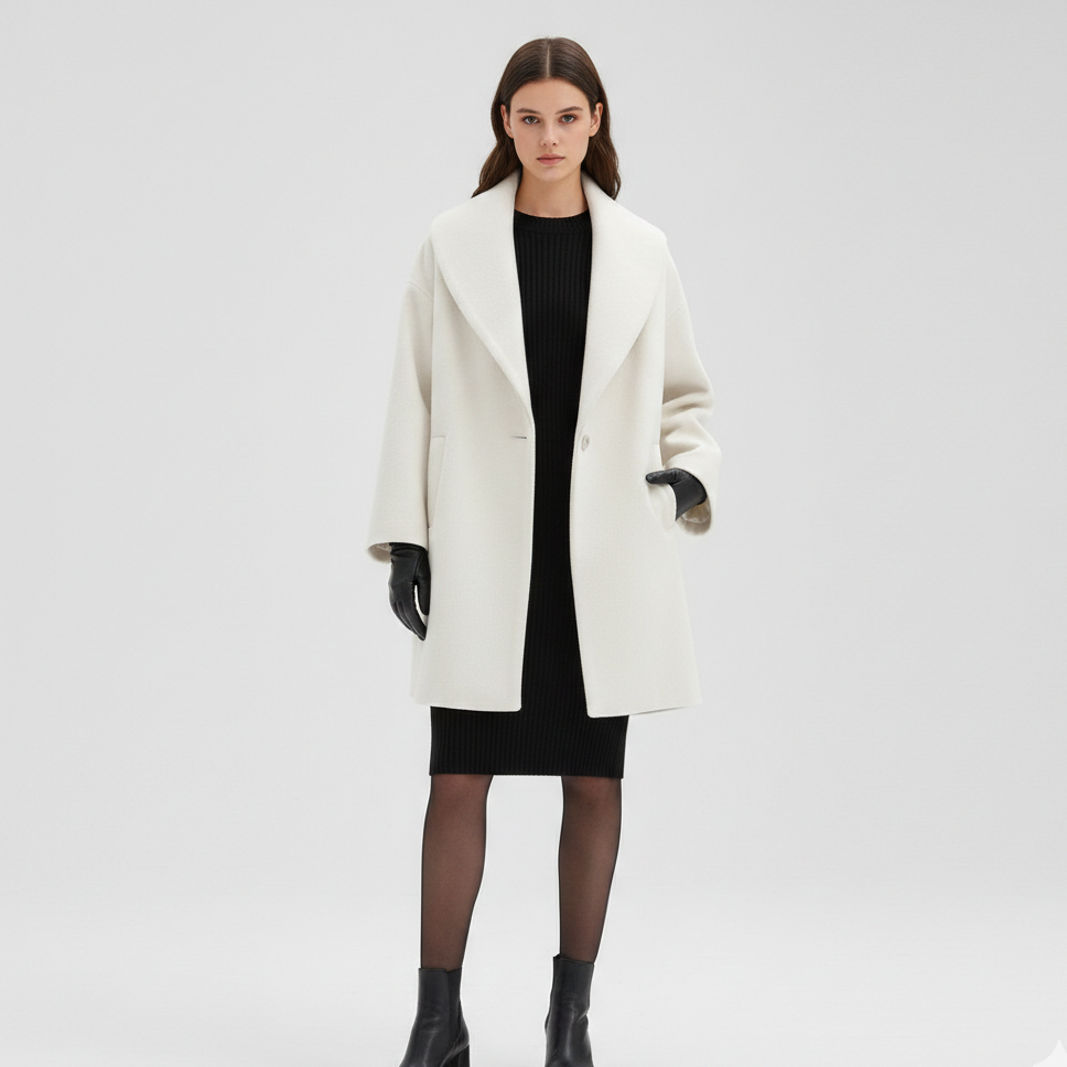 Women's Oversized Wool Coat With Wide Collar