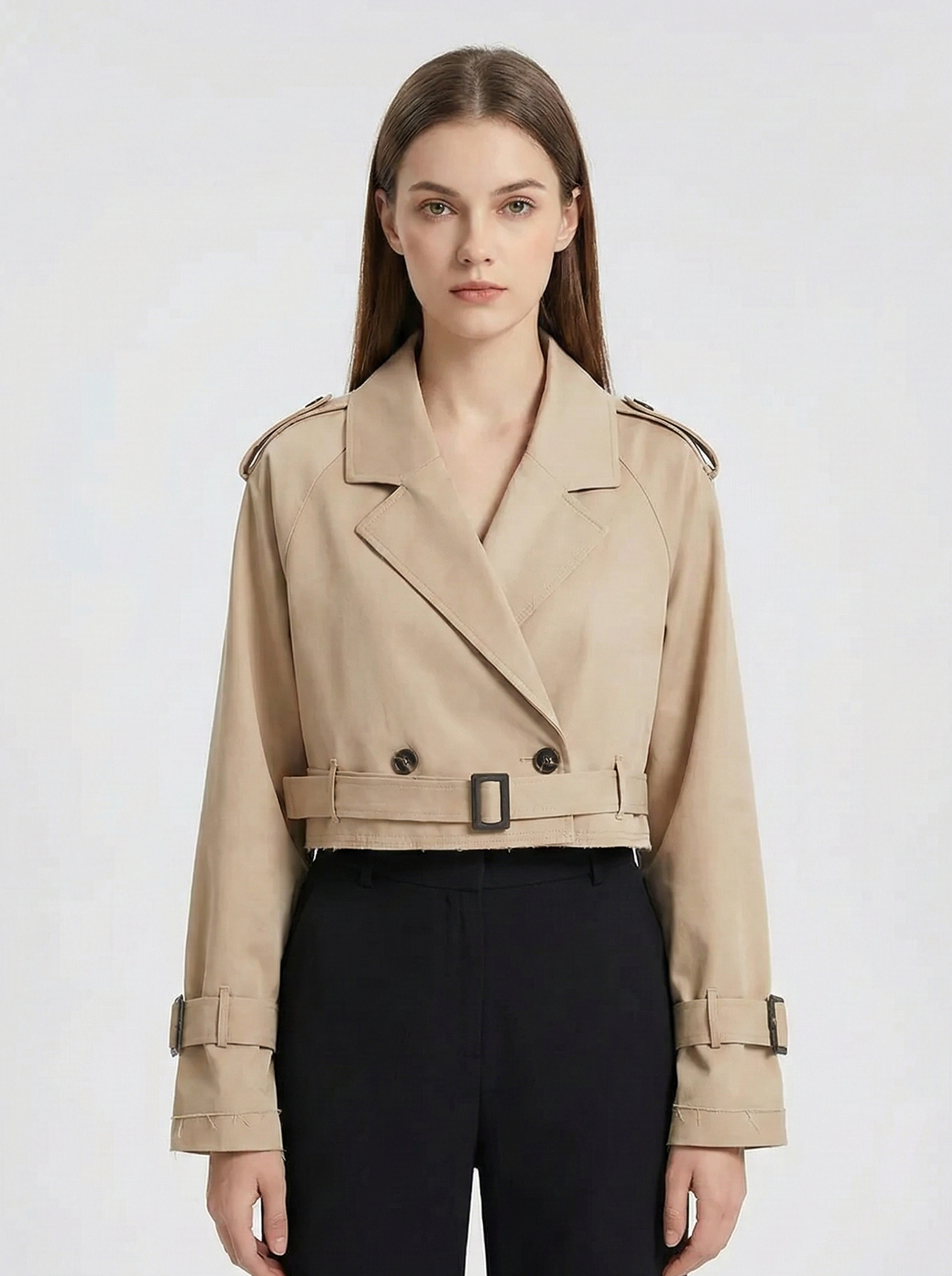 Cropped Trench-Style Jacket