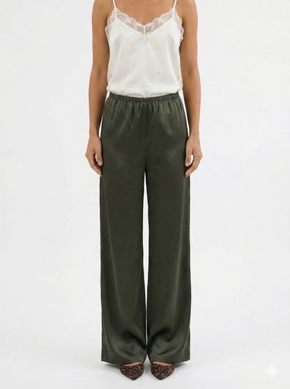 Pantaloni larghi in raso da aeroporto