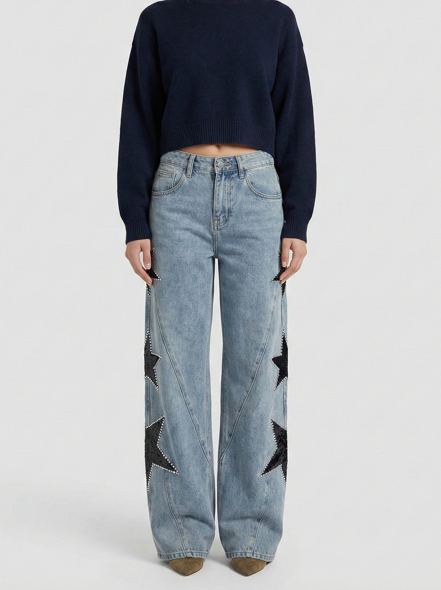 Women’s High-Waisted Star Detail Jeans