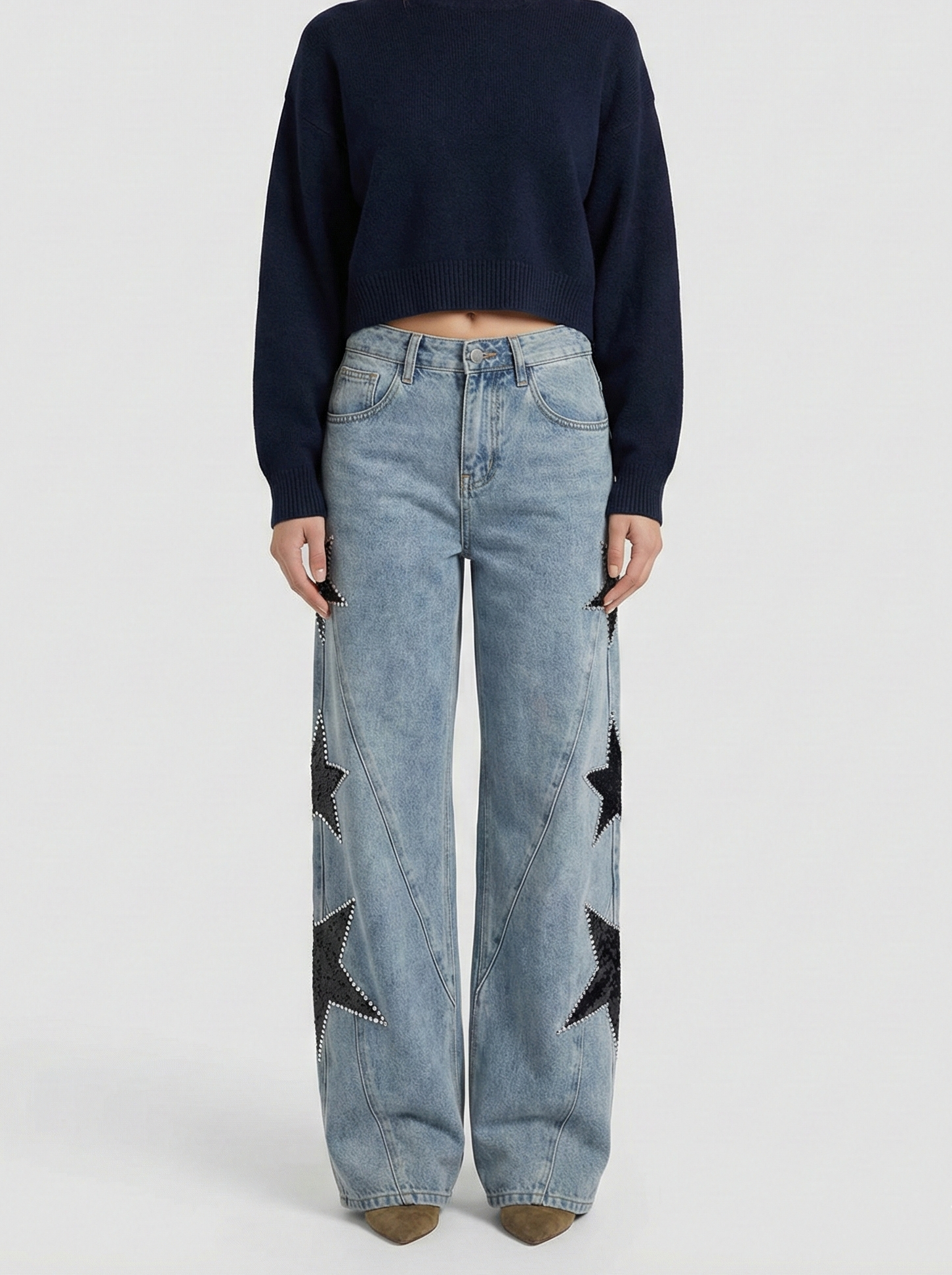 Women’s High-Waisted Star Detail Jeans