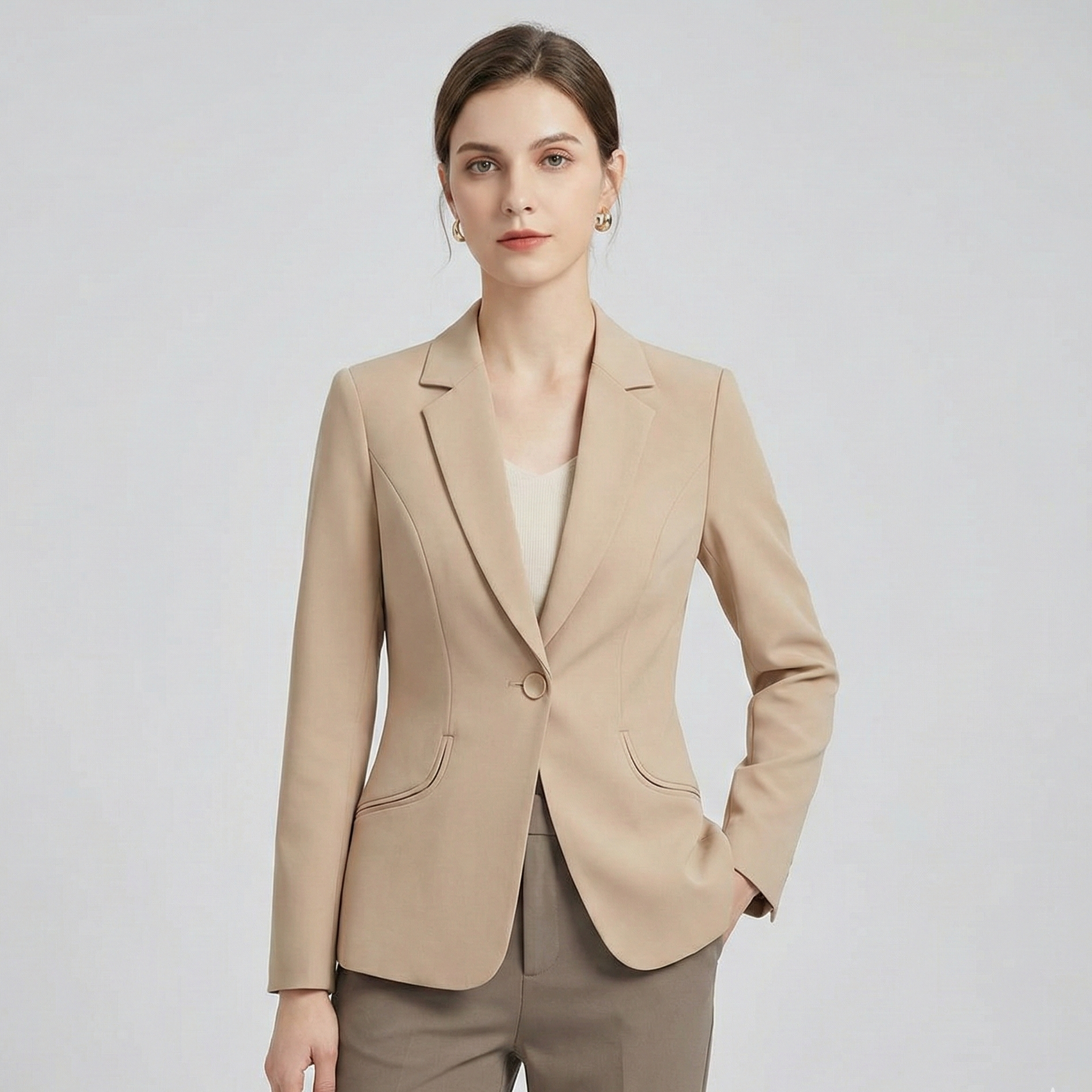 Slim Fit Blazer For Women With Lapel Collar